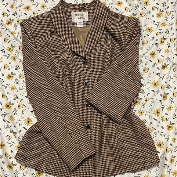 Donna Nicole Houndstooth Design Pure Wool Blazer - Picture 1 of 7